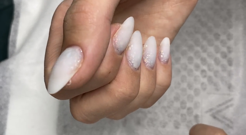 Молочный гель IMEN + блёстки