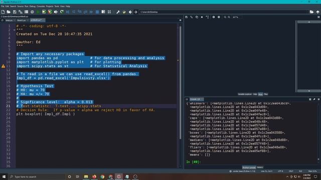 Data Science Using Python... One Sample T-test. смотреть онлайн