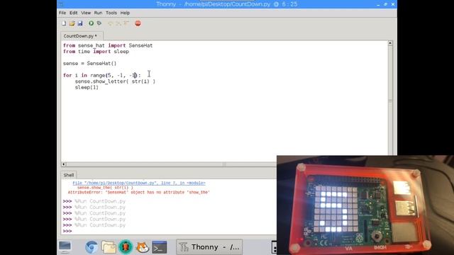 Sense_Hat Number Count Down (Python 3) смотреть онлайн