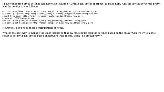 Apple: Switching between proxy and no-proxy config in .bash_profile смотреть онлайн