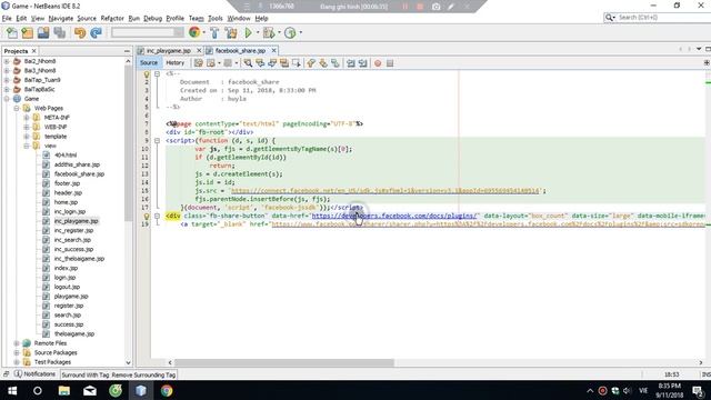 JSP Servlet - Web Game Mini - Bài 30: Tích hợp Facebook API vào Website смотреть онлайн