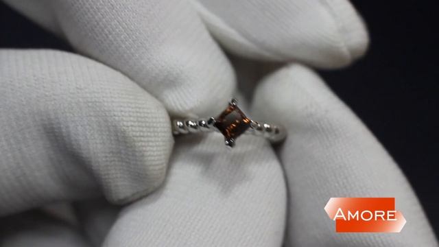 Кольцо для помолвки с бриллиантом 0,58 кт | Коньячный бриллиант и белое золото смотреть онлайн