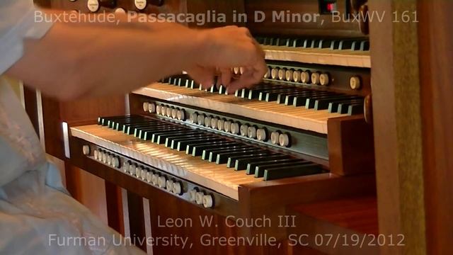 Buxtehude, Passacaglia In D Minor, BuxWV 161, At Furman University