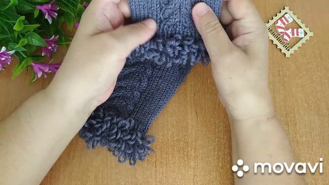 Вязание. Готовая работа сентября - варежки спицами индийским клином с узором "Мех". Экспресс МК. смотреть онлайн