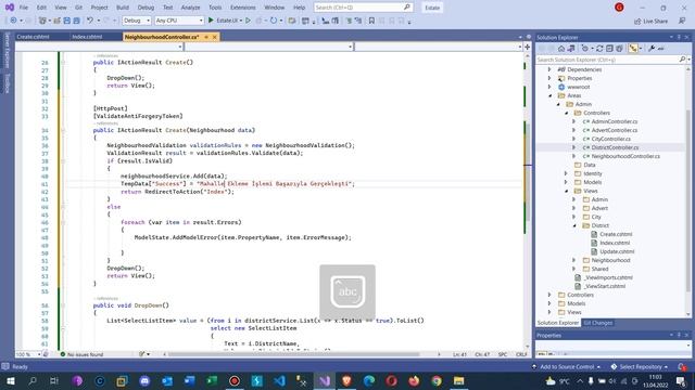 .Net Core 5.0 ile Emlak Sitesi - Mahallelerin Eklenmesi смотреть онлайн