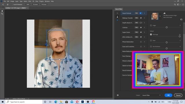 Make Yourself Old/Young in One Click - Neural Filters in Photoshop 2021 (New Feature) смотреть онлайн