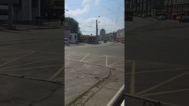 Трамвай 1от ул.Стоялорова до ул.Вокзальная Днепр главный город Днепр поездка. смотреть онлайн