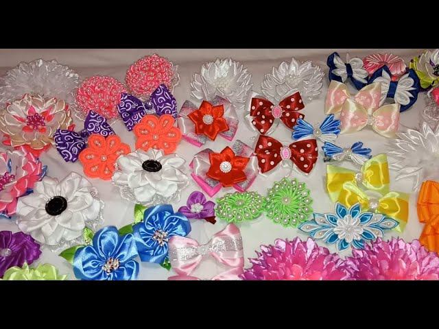 Обзор бантиков и заколок//Мои запасы атласных лент смотреть онлайн