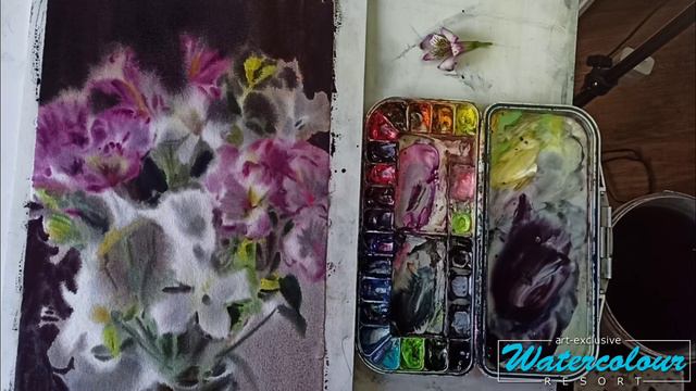 Акварель. Альстромерии. смотреть онлайн