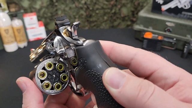 Full Metal Chrome Smith & Wesson M29 5" Airsoft Revolver with Removable Shells смотреть онлайн