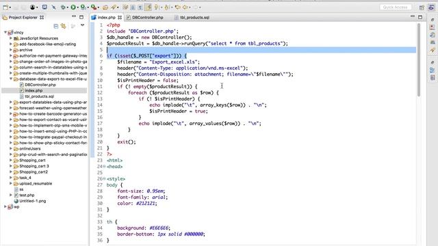 Database Data Export to Excel File using PHP смотреть онлайн