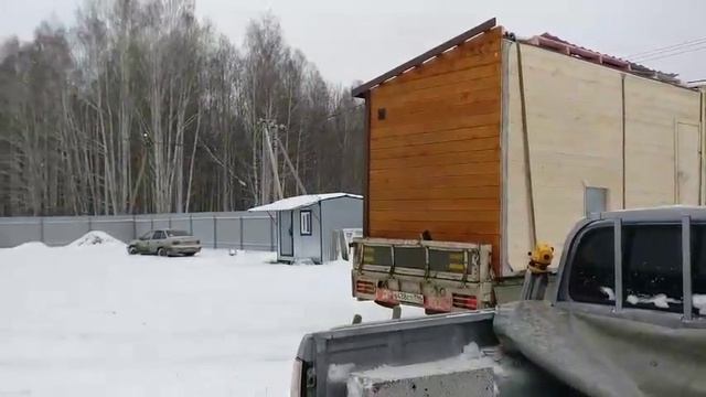 Мобильные бани. Доставка мобильных бань зимой на участок. смотреть онлайн