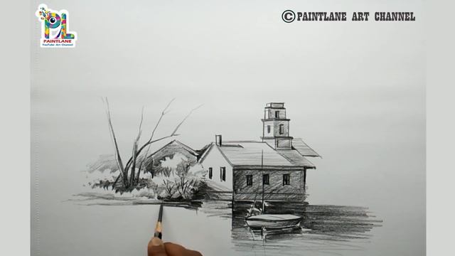 Landscape Drawing For Beginners with Simple Pencil Strokes смотреть онлайн