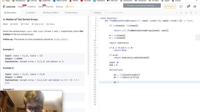 Leetcode Problem 4: Median of Two Sorted Arrays (Python Solution) смотреть онлайн