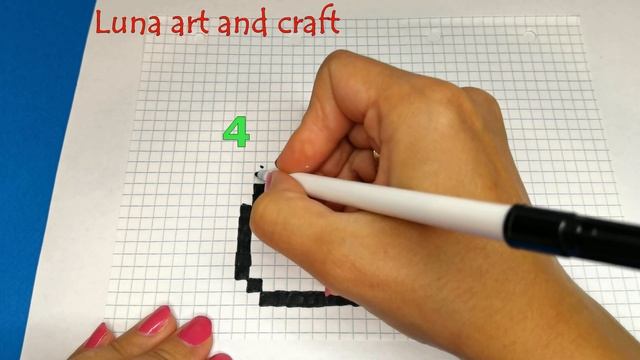 Рисунки по клеточкам пикселька для детей Как нарисовать кошку единорога how to draw a caticorn смотреть онлайн