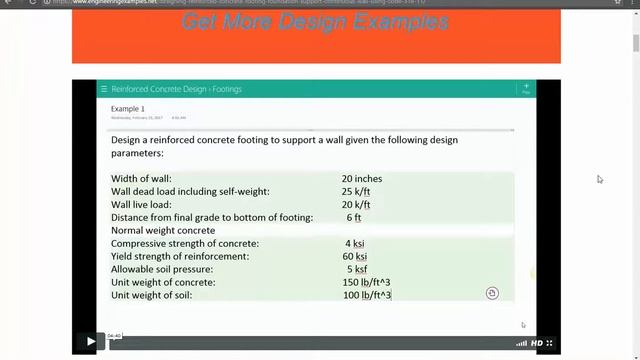 Design of Reinforced Concrete, Spread Footing Foundation To Support Continuous Wall Using ACI Code смотреть онлайн
