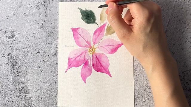 Easy Watercolor Poinsettia For Beginners | Christmas Card | Paint With Me