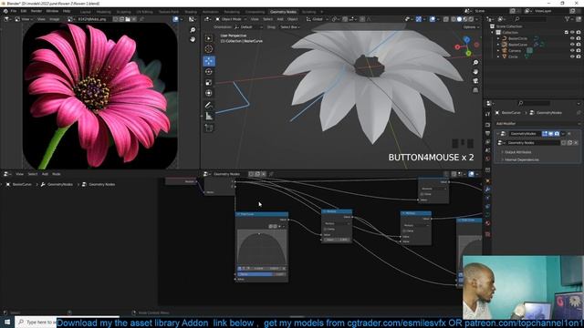 making a realistic flower using geometry nodes in blender смотреть онлайн