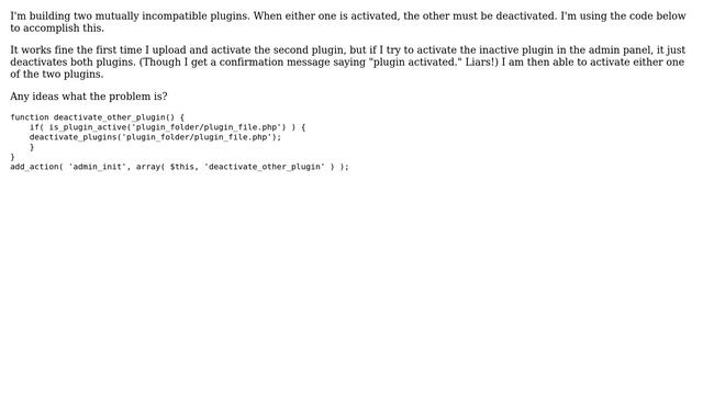 Wordpress: Deactivate Other Incompatible Plugin Upon Activation смотреть онлайн