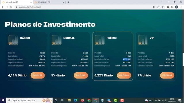 LANÇOU SITE DE ALTO RENDIMENTO SOLAR PLAN ATÉ 7% AO DIA |163% PROFIT 9 DIAS PODE SACAR O PRINCIPAL смотреть онлайн