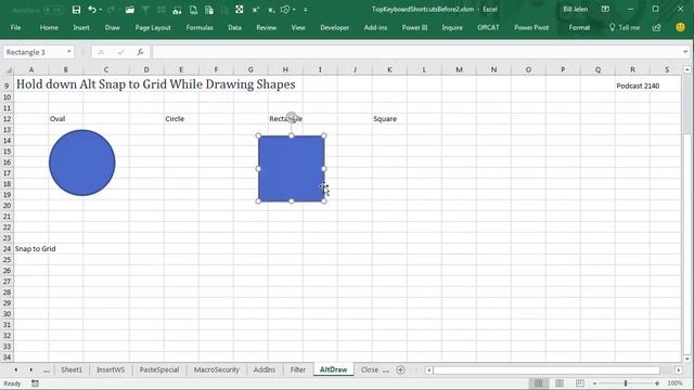 Excel Shortcuts When Drawing Shapes: Circles, Squares, and Snap to Grid - Episode 2140 смотреть онлайн
