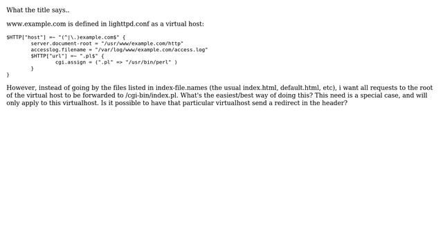 Making lighttpd redirect from www.example.com to www.example.com/cgi-bin/index.pl смотреть онлайн