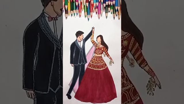 Indian couple illustration | couples sketch #wedding #bride #sketch #designer #fashionillustration смотреть онлайн