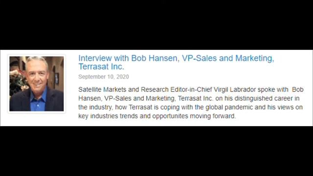 Interview with Bob Hansen, VP-Sales and Marketing, Terrasat Inc. смотреть онлайн