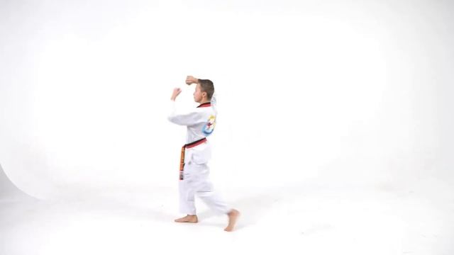 Пхумсе 1 Тхэквонда в зеркальном отражении по этапам