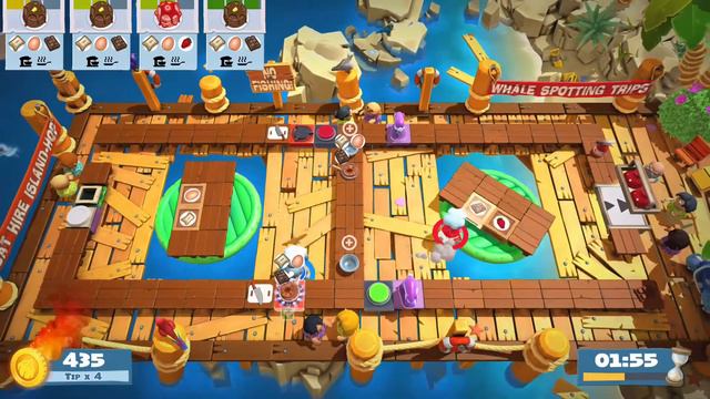 Overcooked 2 - Surf n Turf DLC - Level 3-3 - 4 Stars - 2 Player co-op смотреть онлайн