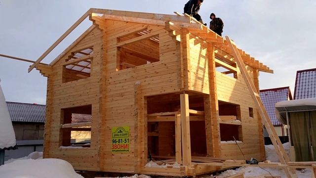 Монтаж кровли на доме из проф.бруса 140х190 в ДК "Солнечное" г.Сургут смотреть онлайн