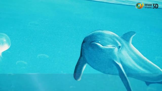 3D фотообои "Дельфины над водой" смотреть онлайн