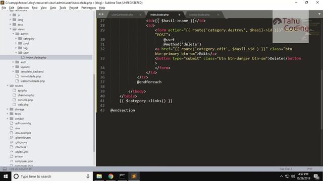 #18 Tutorial Laravel 6.0 Bahasa Indonesia - Tampil data User - Project Blog SEO смотреть онлайн