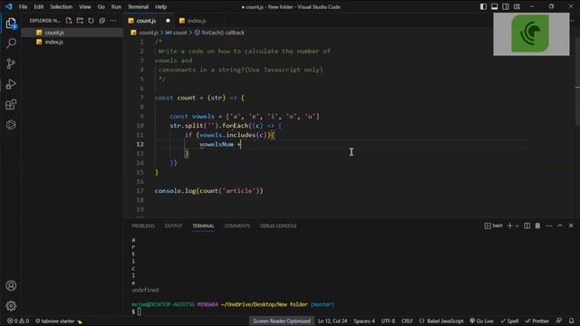 Count the number of Vowels and Consonants in a string with JavaScript (JS). JavaScript Coding смотреть онлайн