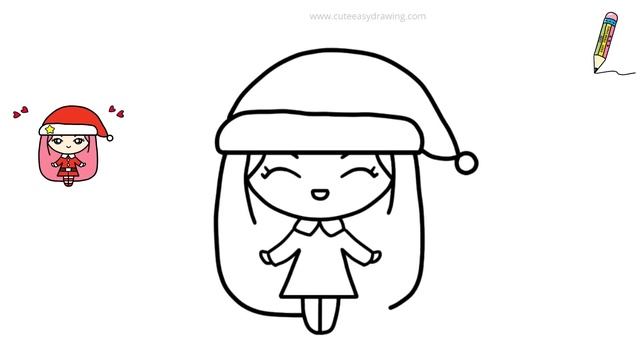 How To Draw A Cute Girl | Cute Santa Girl Drawing Easy | Christmas Drawing Easy