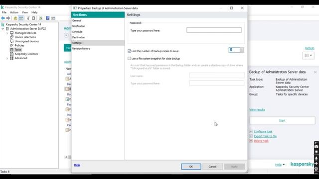 كاسبرسكي انشاء نسخ احتياطية Backup/Restore Settings In Kaspersky Security Center