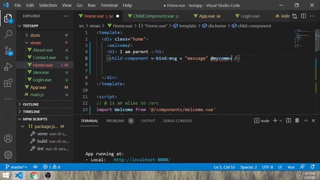 Parent to child communication in VUE Components смотреть онлайн