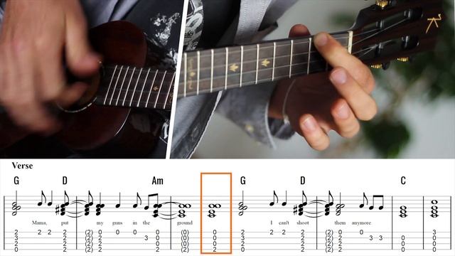 Knockin' On Heaven's Door - EASY Ukulele Fingerstyle (Tabs on Screen) смотреть онлайн