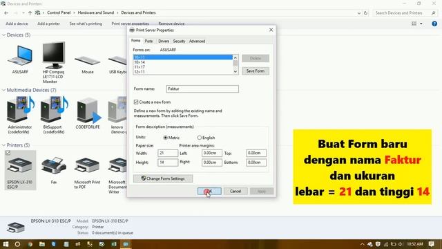 Tutorial Setting Printer Epson LX 310 untuk format kertas Faktur (Continuous Form) смотреть онлайн