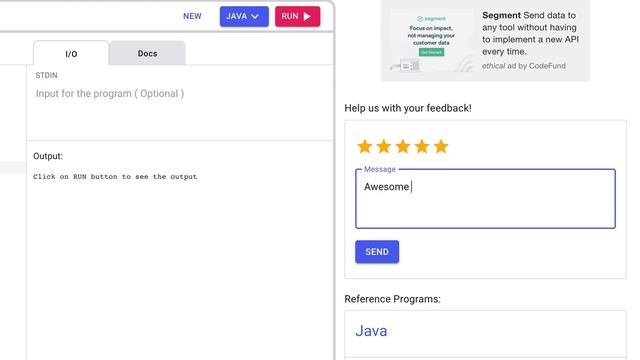 User Feedback in onecompiler.com смотреть онлайн