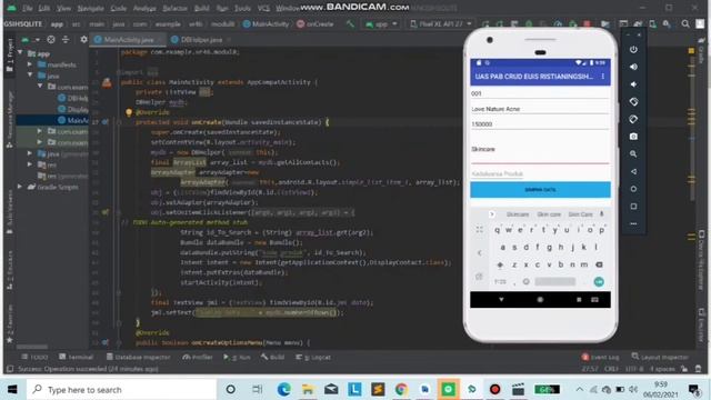 UAS PRAKTIKUM PEMROGRAMAN APLIKASI BERGERAK EUIS RISTIANINGSIH SQLITE смотреть онлайн