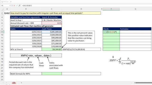 Excel XNPV Function: Discounting non-Periodic Cash Flows. Algorithm for How it Works! EMT 1761 смотреть онлайн