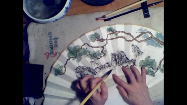 Роспись веера "Паучья лилия или немного стекла" смотреть онлайн