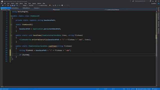 Save System (aka Serialization) - Items & Inventory (pt.19) смотреть онлайн