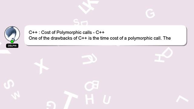 C++ : Cost of Polymorphic calls - C++ смотреть онлайн