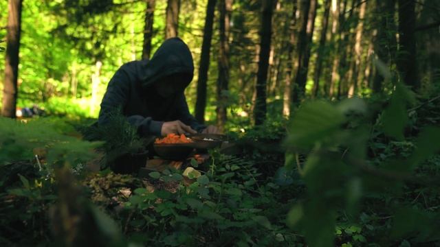 Грибная похлебка на огне