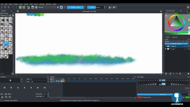 Making Anime Grass with Krita, in 3 minute ~~ смотреть онлайн