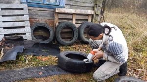 Распилка покрышки электролобзиком Фиолент ПМ5-750ЭМ