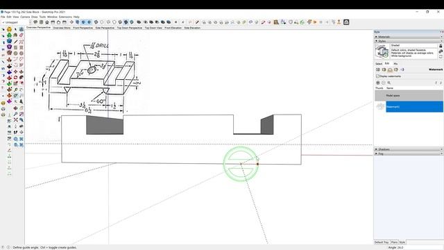Drawing a Side Block in Sketchup - Mechanical Drawing - Daily exercise смотреть онлайн