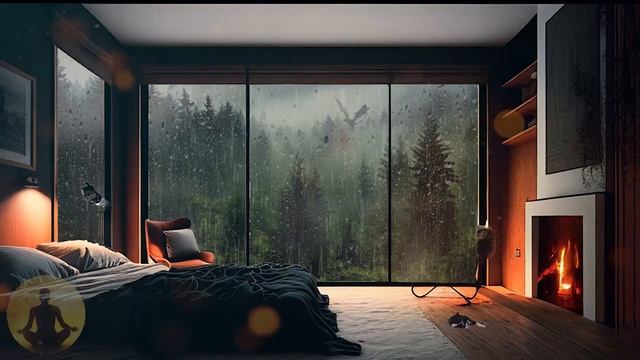 Beautiful Rain Sounds For Sleeping - ASMR Rain On Window With Crackling Fire Sounds For Sleep